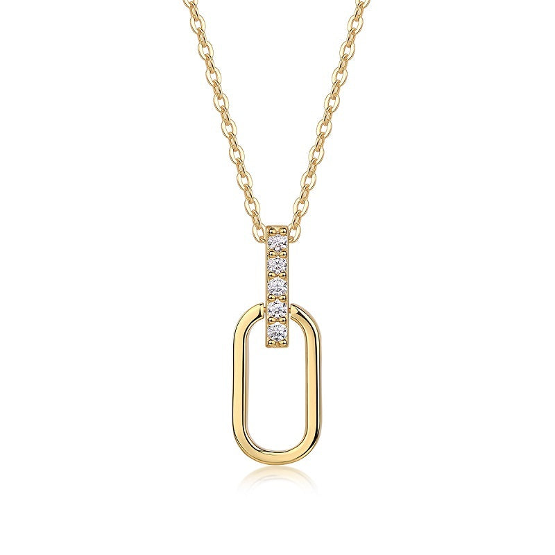 Light And Shadow Geometry - A Fashionable And Trendy Diamond Jewelry Necklace Pendant Set With Moissanite S925 Sterling Silver And Gold Plating