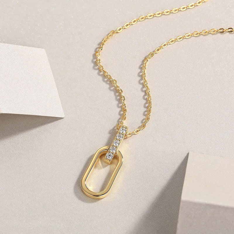 Light And Shadow Geometry - A Fashionable And Trendy Diamond Jewelry Necklace Pendant Set With Moissanite S925 Sterling Silver And Gold Plating